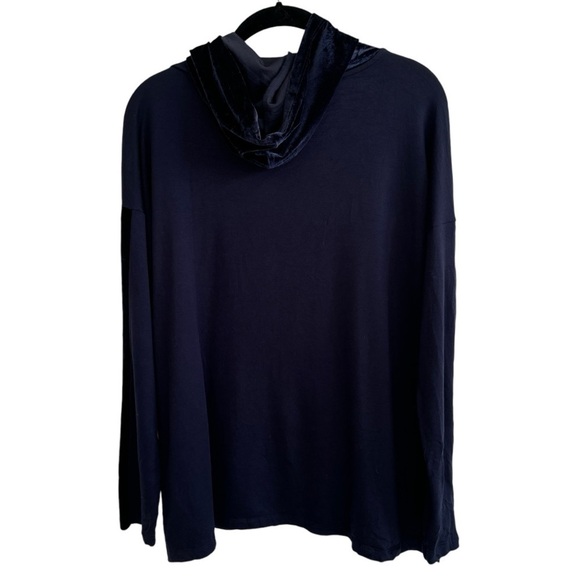 Eileen Fisher Velvet Trim Hoodie Top, Size XS - Picture 6 of 9
